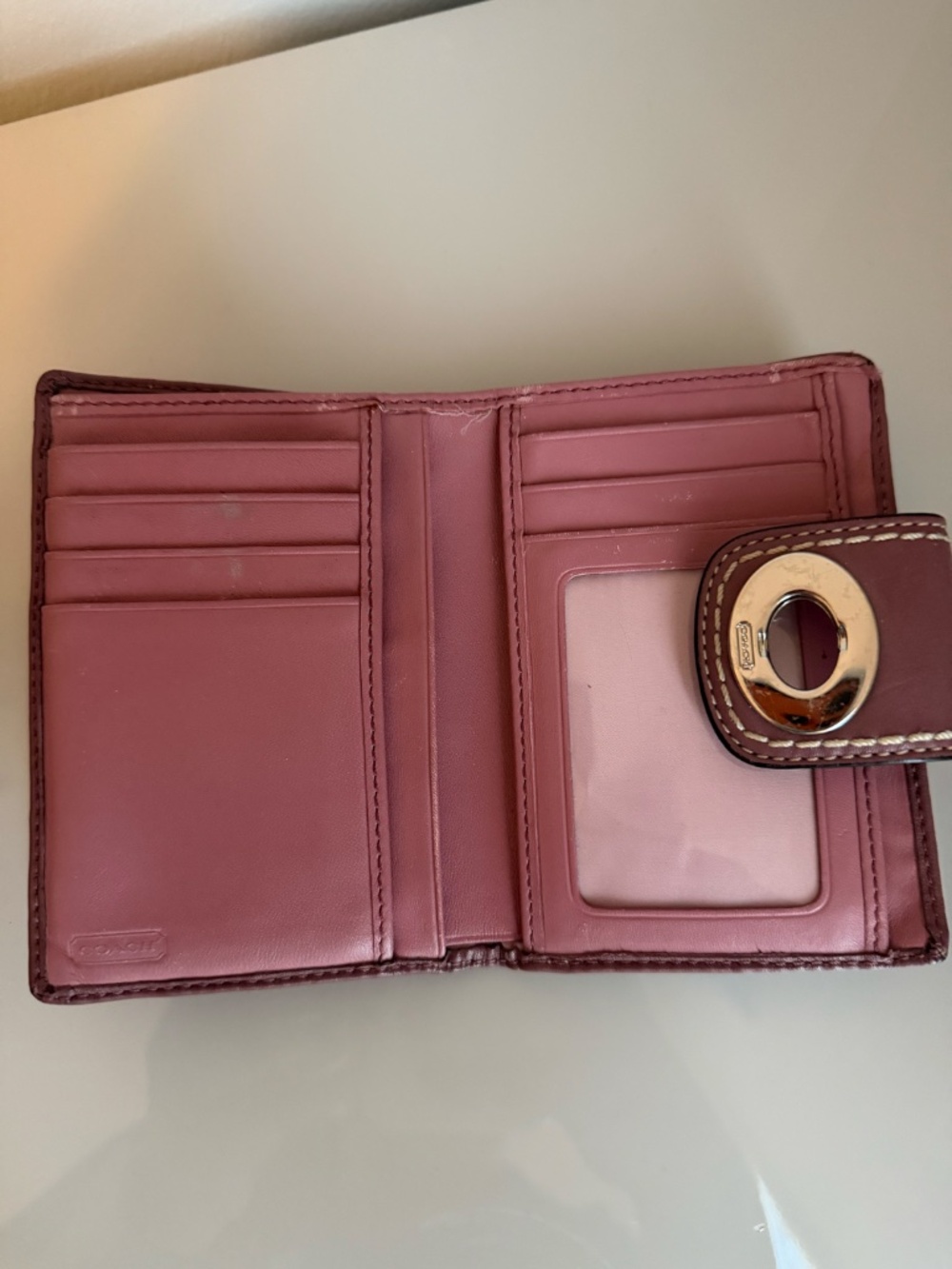 Coach Dark Pink Leather Wallet - Picture 3 of 5
